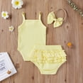 thumbnail image 2 of Diconna Baby Girls Outfit, Solid Color Suspender Romper, Casual Shorts, 2 of 7