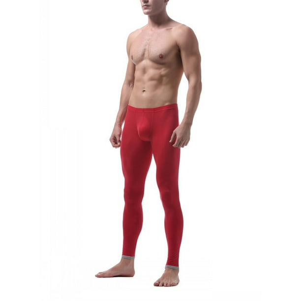 Men’s Solid Color Ultra-Thin Thermal Underwear Long Pants, 7 Colors, M ...