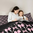 thumbnail image 5 of Manfei Pink Black Bow King Size Comforter Sets,Lovely Bow Tie Bedding Comforter Set,Girl Bowtie Bedding Set For Children,Breathable Home Decor Reversible,3-Piece, 5 of 8
