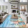 thumbnail image 3 of 5'x7' Area Rugs, Summer Nautical Indoor Outdoor Area Rug for Living Room Bedroom, Coastal Beach Starfish Coral Shell Blue Washable Bathroom Rugs Kitchen Floor Carpet Mats Home Decor Aesthetic, 3 of 8
