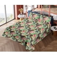 thumbnail image 4 of Ambesonne Tropical Fitted & Flat Sheet with Shams 4 Pcs Set, Hibiscus Exotic Floral Art, King, Pastel Green Dark Coral, 4 of 5