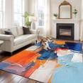 thumbnail image 2 of 8'x10' Area Rugs, Orange Blue Indoor Outdoor Area Rug for Living Room Bedroom, Modern Abstract Geometric Oil Painted Washable Bathroom Rugs Kitchen Floor Carpet Mats Home Decor Aesthetic, 2 of 8