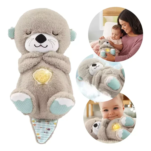 Bebé Dormido Con Respiración De Luz Musical Nutria Peluche
