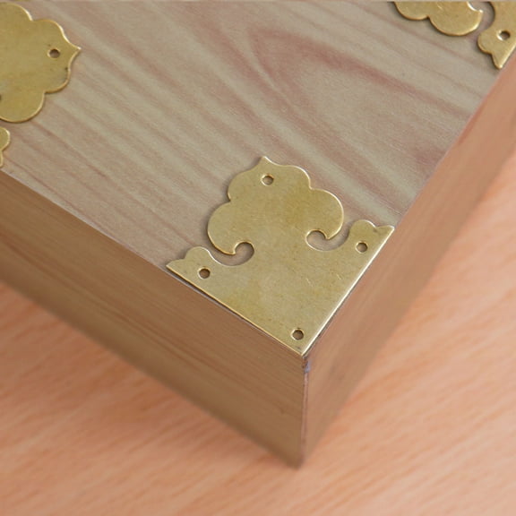 Home Box Corner Protector Vintage Brass Tone Guard Cover Book Desk Jewelry Box Corners Decor 4pcs
