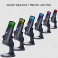 thumbnail image 4 of USB Condenser Microphone Tabletop Desktop RGB Microphone with Stand Computer PC Plug & Play Microphone with Colorful Lights Control Headphone Connection for Audio Monitoring for Podcast R, 4 of 7