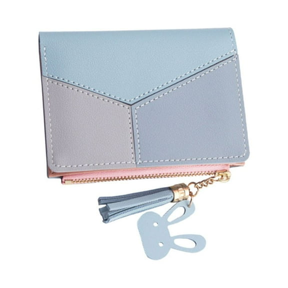 Raindrops 1Pcs Ladies Small Purse Short Design PU Anti-degaussing Sky-Blue