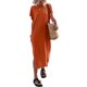 thumbnail image 1 of Lucakuins - Vestido de playa informal de verano para mujer, color sólido, manga corta de murciélago, cuello redondo, vestido dividido Lucakuins  moda, 1 of 8