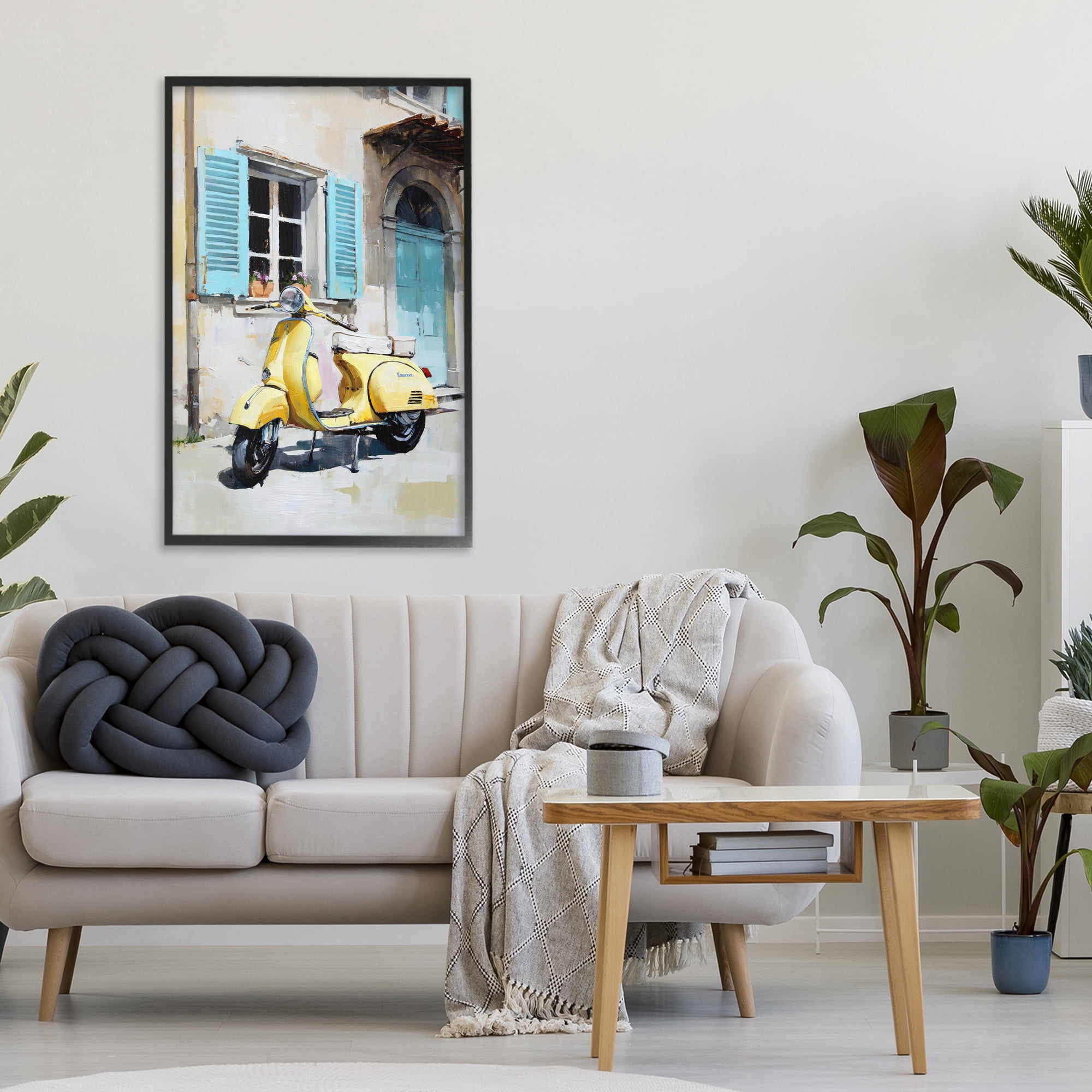Stupell Industries Sunny Day Scooter Ride Black Framed Giclee Art, design by Petal Prints Design