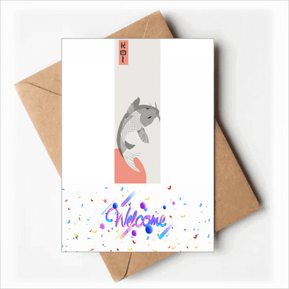 Japonais Poisson Traditionnel Motif Bienvenue Retour Cartes de Voeux Enveloppes Vierges