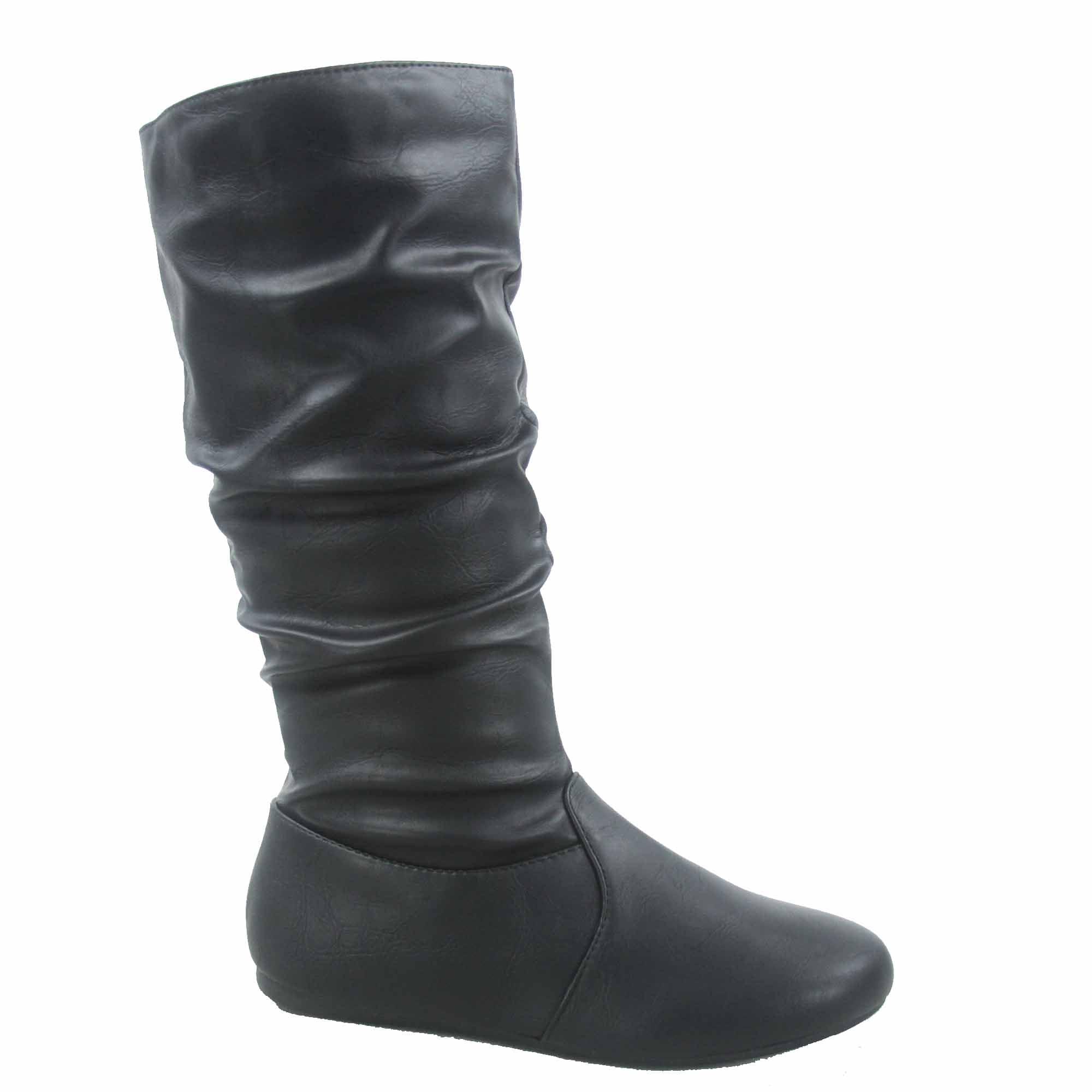 flat heel leather boots womens