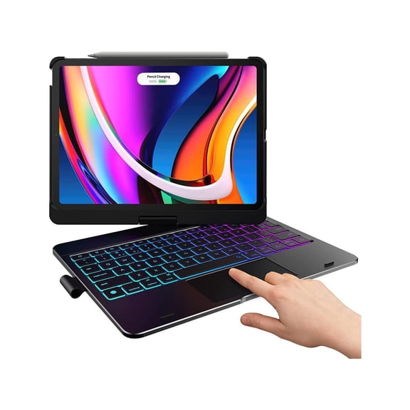 Touchpad Case with Keyboard for iPad 10th Generation 10.9 inch 2022, Trackpad - 360° Rotatable - Wireless Backlit Keyboard Cover with Pencil Holder