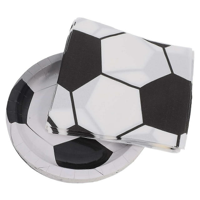 40PCS Disposable Soccer Plates and Napkins Set Soccer Party Supplies Football Themed Tableware for Kids Birthday Party Game Day Celebrations