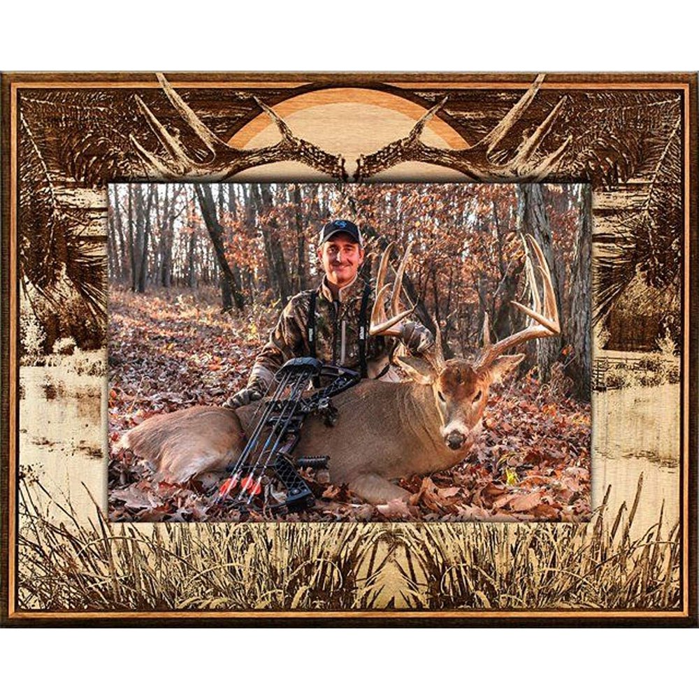 Big Buck Hunting Laser Engraved Wood Picture Frame (5 x 7) Walmart