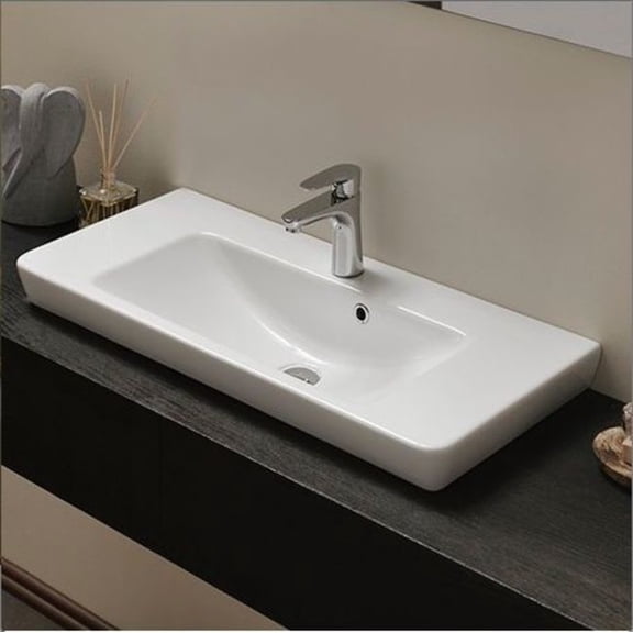 Nameeks 068300-U-One Hole Cerastyle 33-3/5" Ceramic Wall Mounted Bathroom Sink - White