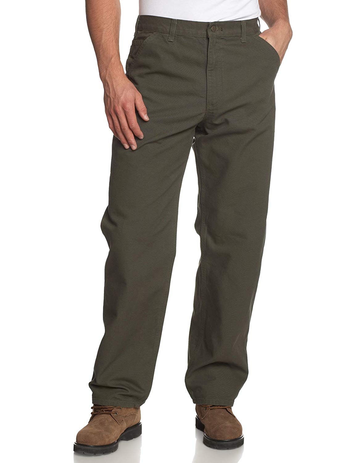 Carhartt Men's Washed Duck Work Dungaree Utility Pant B11,Moss,34 x 36