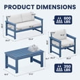 thumbnail image 2 of KINGYES 4 Pieces Outdoor Furniture Set, HDPE All Weather Use Conversation Couch Sets,2 Armchairs & 1 Loveseat & 1 Coffee Table for Patio Backyard, Blue Frame with Khaki Cushions, 2 of 10