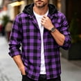 thumbnail image 2 of JPVDPA Mens Long Sleeve Hoodie Jacket Plaid Button Down Shirt Jackets Hooded Checkered Shirt with Pockets Purple XXXL, 2 of 9