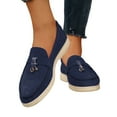 thumbnail image 3 of Womens Shoes,Casual Shoes Solid Suede On for Fashion Wear Flat Bottom Casual Shoes for Versatile Style,Shoes for Women,Navy,9..5, 3 of 6