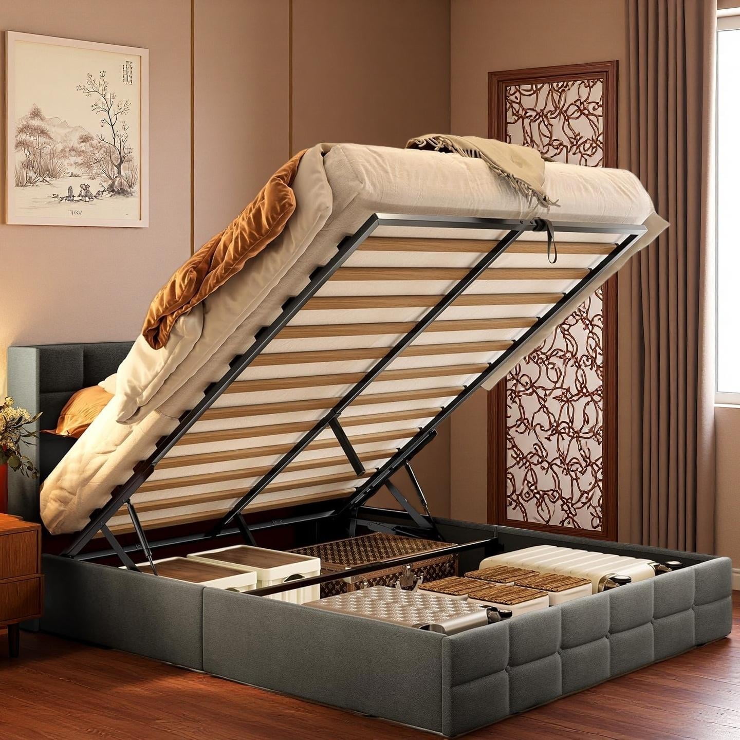 Ikea Bed frame, gray, Lönset Full/Double size, without mattress