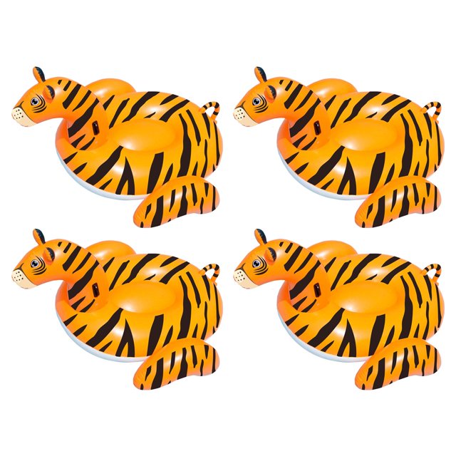Swimline Safari Tiger Giant Inflatable Swimming Pool Float Lounger (4 Pack)