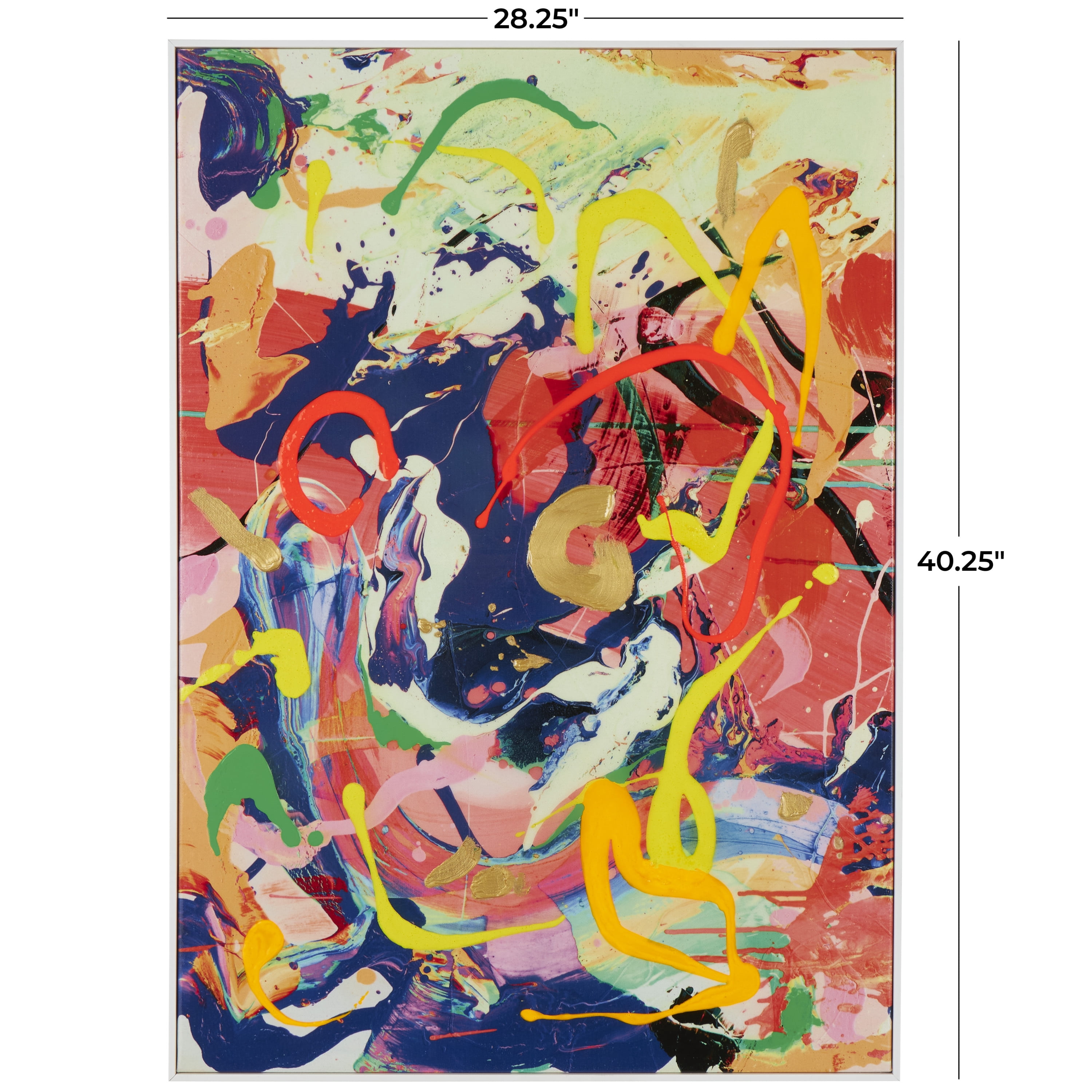 28" x 40" Paint Splatter Unframed Abstract Wall Art with White Frame, by CosmoLiving by Cosmopolitan