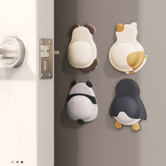 Door Knob Wall Bumpers 4 Pack – Silicone Cute Animal Door Stopper Pads for Quiet Noise Reduction and Wall Protection on Doors, Cabinets, Refrigerator, Furniture