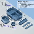 thumbnail image 3 of Versátil caja Bento de 2045 ml, lonchera de fibra de paja de trigo para niños/adultos, contenedor de almuerzo de 5 compartimentos a prueba de fugas con juego de utensilios, lonchera Bento sin BPA para, 3 of 5