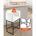 thumbnail image 2 of KFFKFF Set of 3 Counter Height Bar Stools, 25-inch Chairs with Backrest, Armrests, Metal Frame, and Footrest, Upholstered Fabric Seating for Kitchen or Dining Room, White, 2 of 9