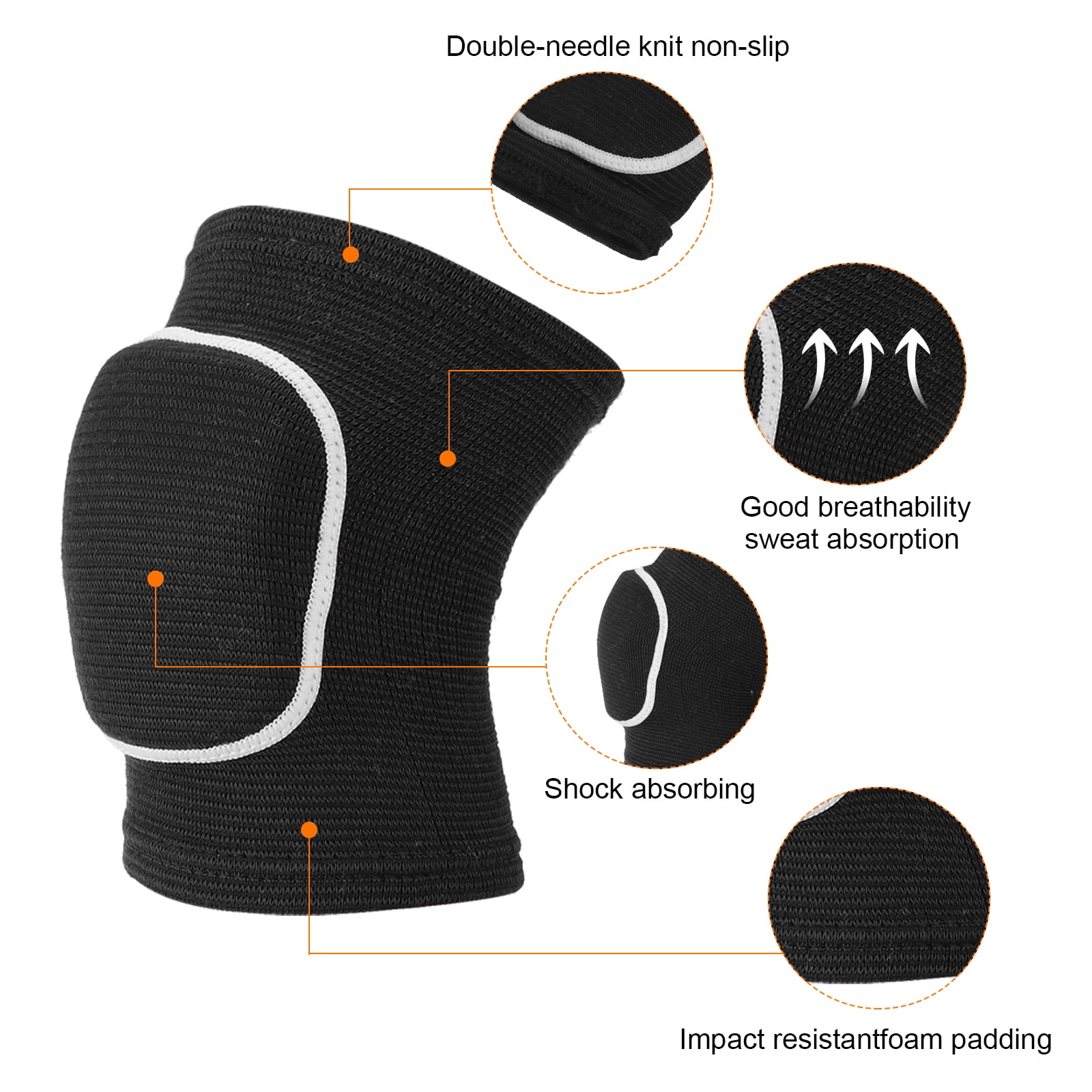 Uxcell L Protective Knee Pads Volleyball Knee Pads Sponge Knee Pads Brace, Black White 3 Pairs