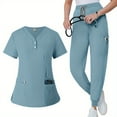 thumbnail image 4 of Summer Elastic Button Large Size Casual Doctor Nurse Hospital Overalls Hand Washing Workwear Surgical Uniform Set, 4 of 12