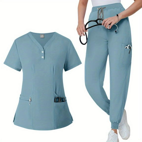 Summer Thin V-neck Elastic Quick-drying Hand Washing Uniform, Doctor's Surgical Garment, Hand Brushing Clothes, Nurse Workwear, Work Clothes, Men's and Women's Suits
