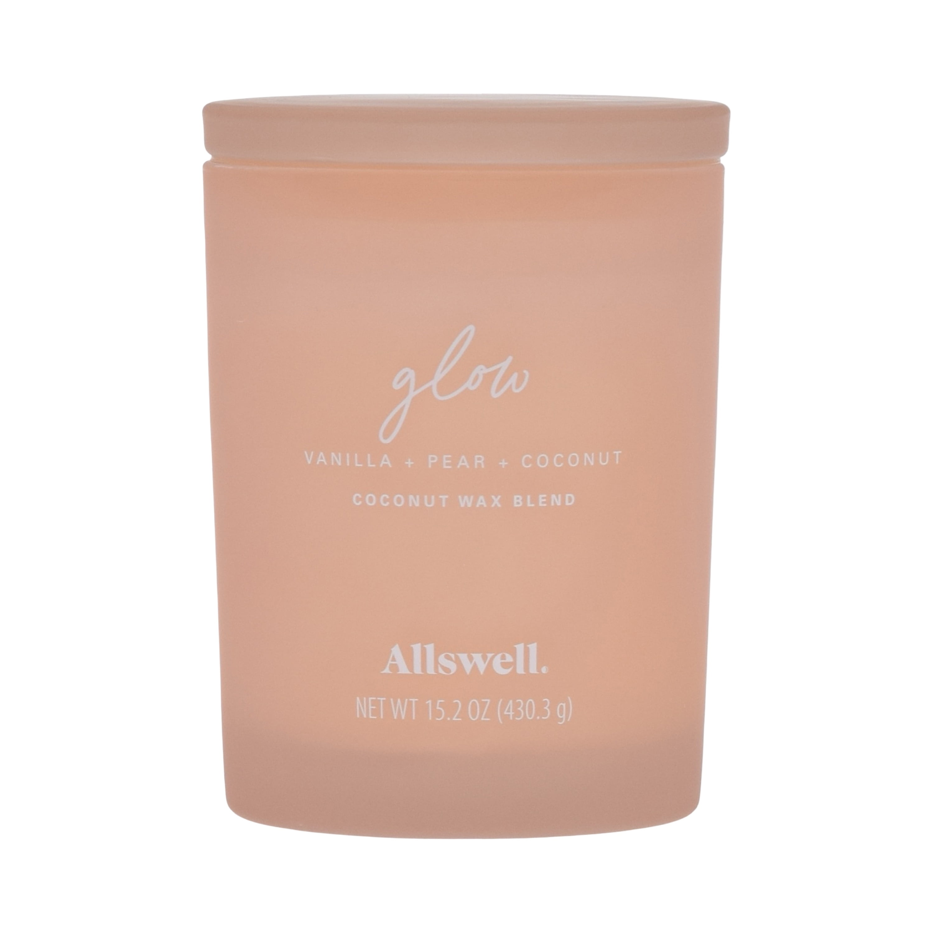 (4 pack) Allswell Glow (Vanilla + Pear + Coconut) Scented 2-Wick Spa Jar Candle 15oz.