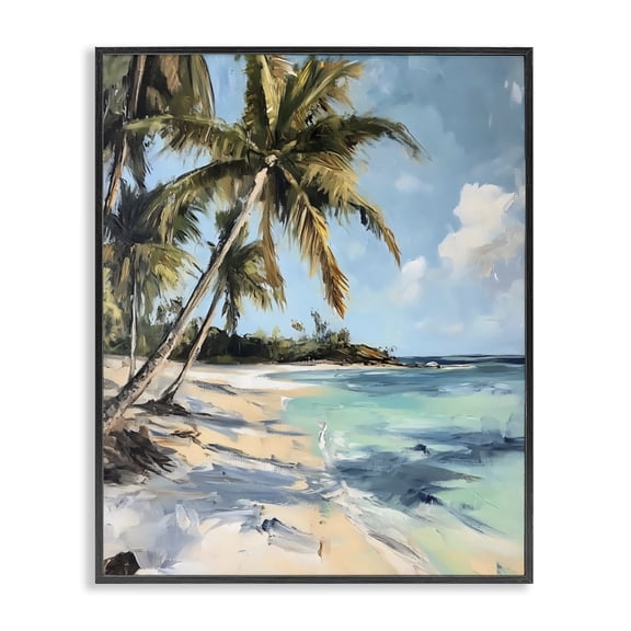 Stupell Industries Coastal Tropical Coastline Palm Frond Shadows Black Framed Giclee Art, 11 x 14, by Franklyn Gregory