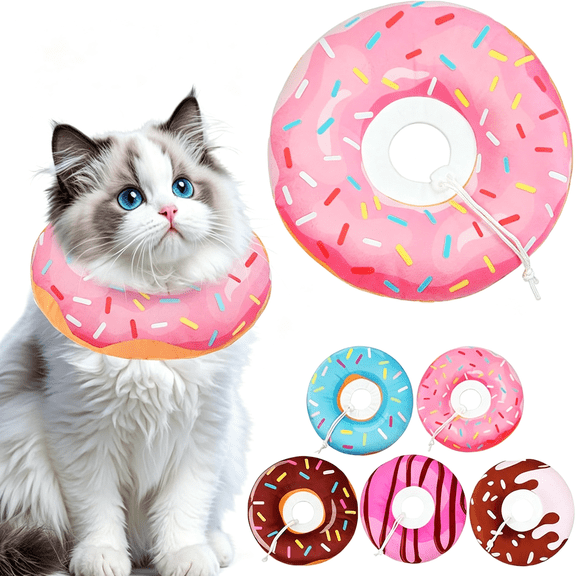 TUWAFE Soft Cat Recovery Collar,Plush Donut Cone for Cats After Surgery,Adjustable Anti-Lick Kitten Neck Protector for Wound Healing,Comfortable Pet E-Collar Alternative for Grooming&Feeding,