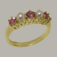 thumbnail image 3 of LBG English Made 14k Yellow Gold Natural Pink Tourmaline & Cultured Pearl Ladies Eternity Ring - 33 size options - Size 11, 3 of 8