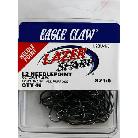 UPC: 0047708690553 | Lazer Sharp L2BUH-1/0 Octopus Long Shank Hook  Platinum Black