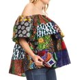thumbnail image 4 of Sakkas Imani Colorful Wax African Ankara Dutch Off-shoulder Blouse Top Gorgeous - 421-Multi - One Size Regular, 4 of 5