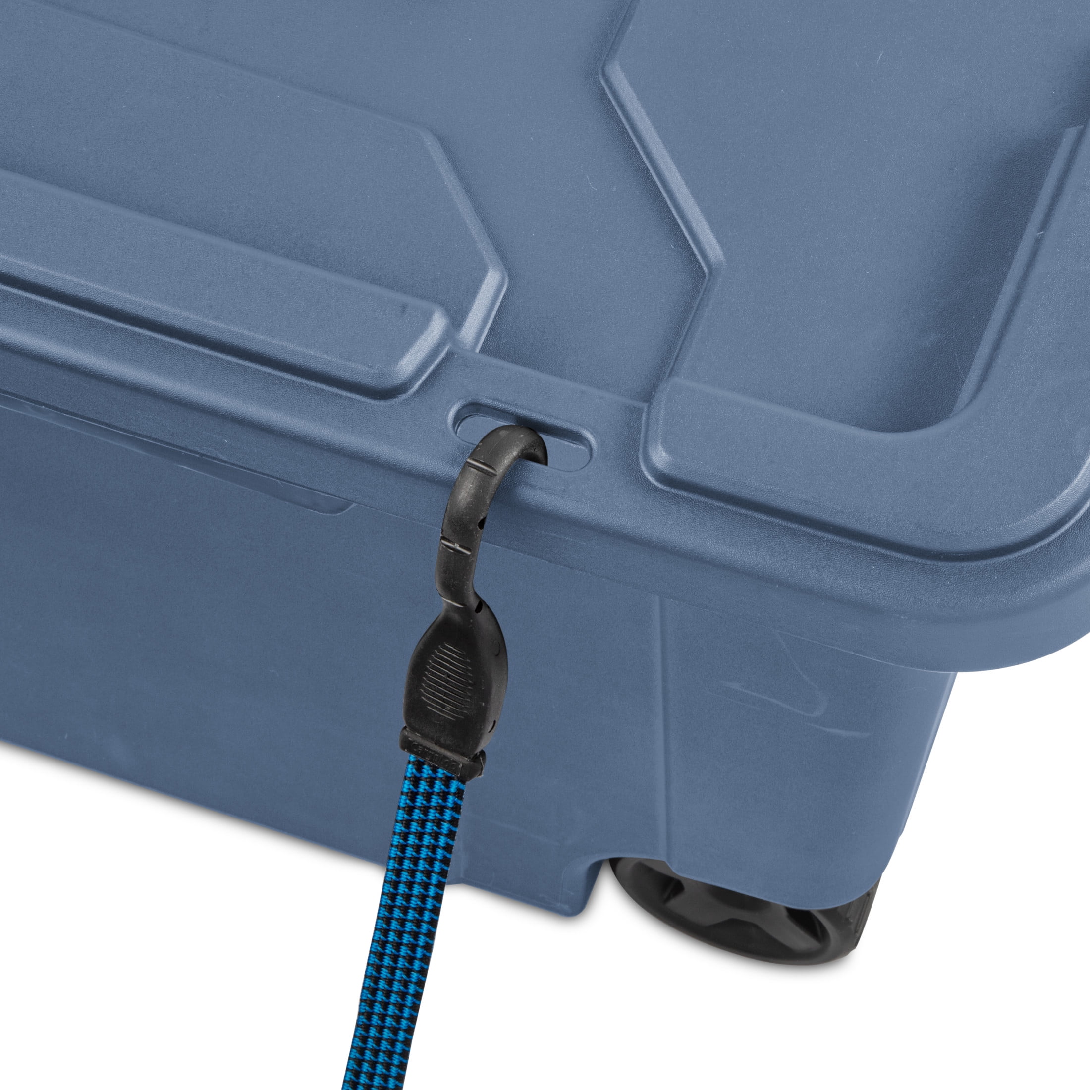 Sterilite Extra-Large Wheeled Industrial Storage Bin, 40 Gallon Durable Plastic Storage Tote with Latching Lid and Pull Handle, Blue, 2 Pack