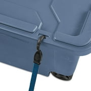Sterilite Extra-Large Wheeled Industrial Storage Bin, 40 Gallon Durable Plastic Storage Tote with Latching Lid and Pull Handle, Blue, 2 Pack