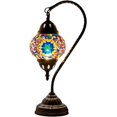 thumbnail image 6 of SILVERFEVER Turkish Moroccan Mosaic Table Lamp - Handmade Swan Neck Tiffany Glass Table Bedside Lamps w Bronze Base14.5 LED Bulb Included Vivid Flower, 6 of 7