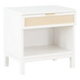 thumbnail image 1 of Comfort Pointe Table de Chevet en Bois Blanc avec Tiroir de Rangement, 1 of 10
