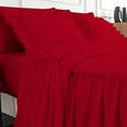 thumbnail image 5 of 4 Piece Long Ruffle Sheet Set, 20" Inch Long Ruffle On Corner Of The Flat Sheet, 18 Inch Deep Pocket, 100% Egyptian Cotton, 800 TC, Twin XL Size, Solid Blood Red, 5 of 9