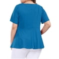 thumbnail image 3 of Unique Bargains Women's Plus Size Short Sleeve Solid Outfits Fashion Wrap Peplum Tops 2X Royal Blue, 3 of 7