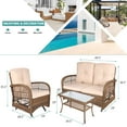 thumbnail image 4 of Meetwarm 4 Stainless Steel All-weather Outdoor Conversation Sets with Chairs and Table, Brown/Beige, 4 of 7