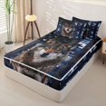 thumbnail image 2 of Homewish Blue Camo Us Flag Wolf Print Zipper Full Size Comforter Sets with Fitted Sheet and 2 Pillowcases,Patriotic Wildlife Zipper Bedding Set For Men And Women,Reversible,4-Piece, 2 of 7