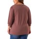 thumbnail image 3 of Blusa de Talla Grande para Mujeres, Manga 3/4, Cuello en V, Decoración de Botones, Camisetas Casual Sólidas 3X Burdeos, 3 of 6