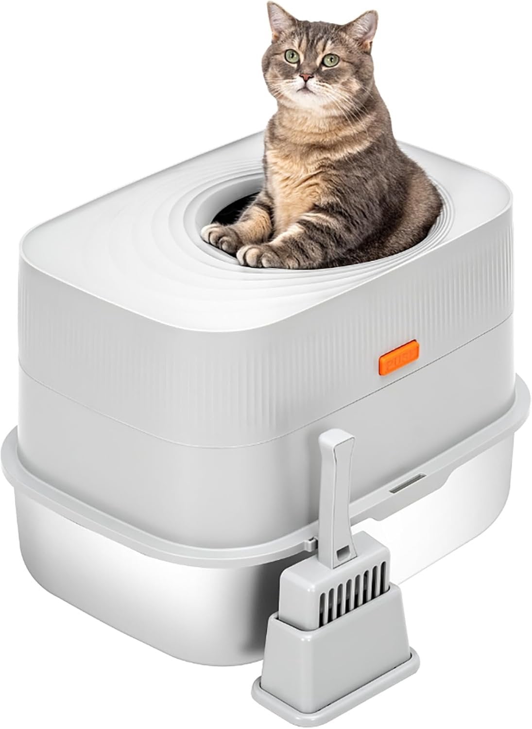 Stainless Steel Sifting Litter Box with Lid, Metal Litter Pan with Scoop for Big Cats Multi ,  Cats Litterbox Odor Control Easy Clean