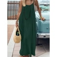 thumbnail image 5 of Women'S Open Back Spaghetti Strap Beach Maxi Dress Loose Flowy Vacation Sundress Dark Green M, 5 of 7