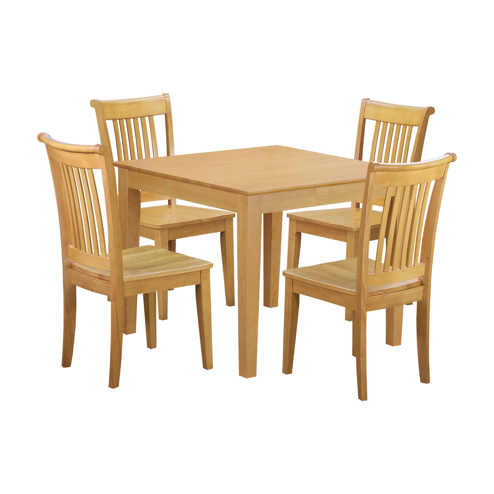 East West Furniture Oxford 5 Piece Square Dining Table Set Oak