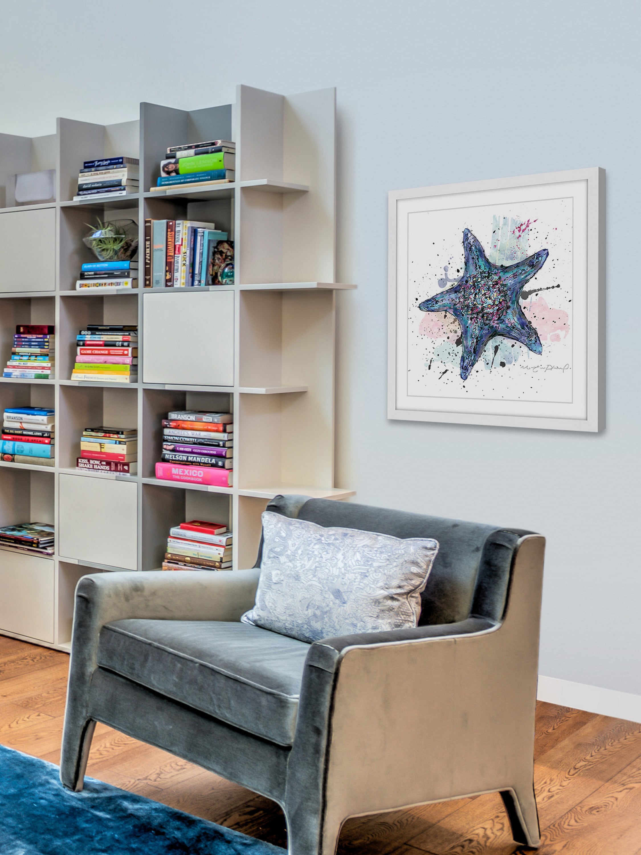 "Etoile De Bleue" Framed Painting Art Print, 12" x 1.5"